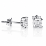 Classic Emerald-Cut CZ Sterling Silver Stud Earrings - NAFALUXE