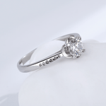 Classic Solitaire Elegance Ring in Sterling Silver with Side Accents - NAFALUXE