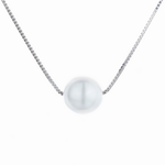 Classic White Pearl Pendant on Sterling Silver Chain - NAFALUXE