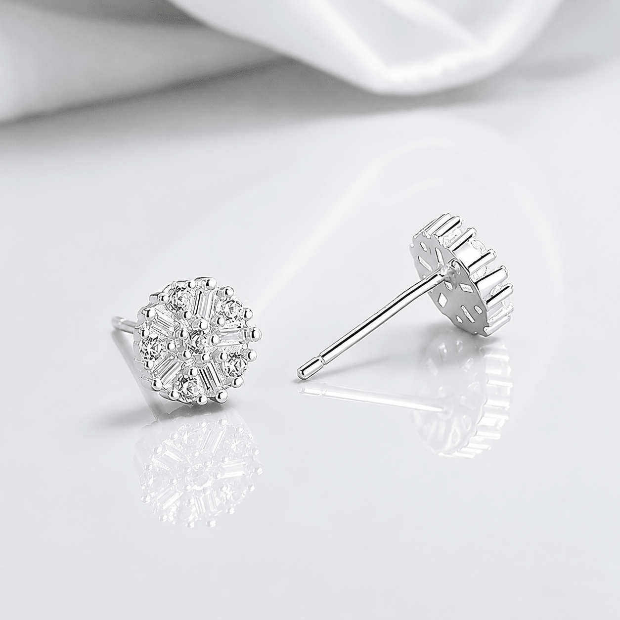Clear Round Stud Earrings | AAA Cubic Zirconia | Hypoallergenic Jewelry for Women - NAFALUXE