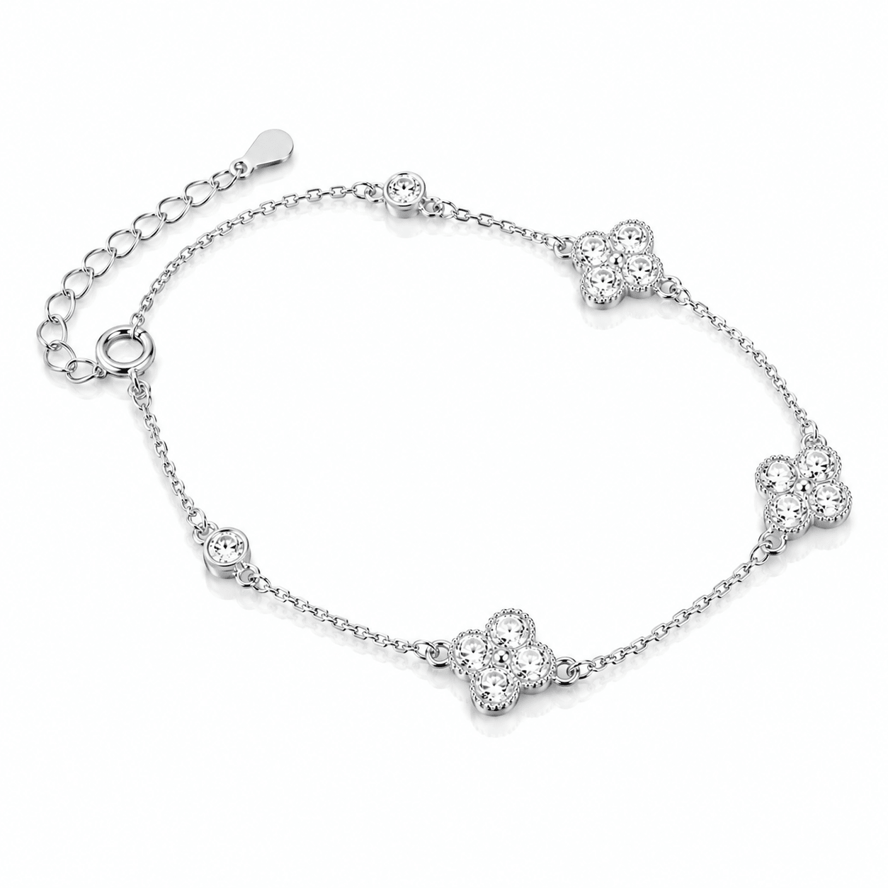 Clover CZ Bracelet – 925 Sterling Silver - NAFALUXE