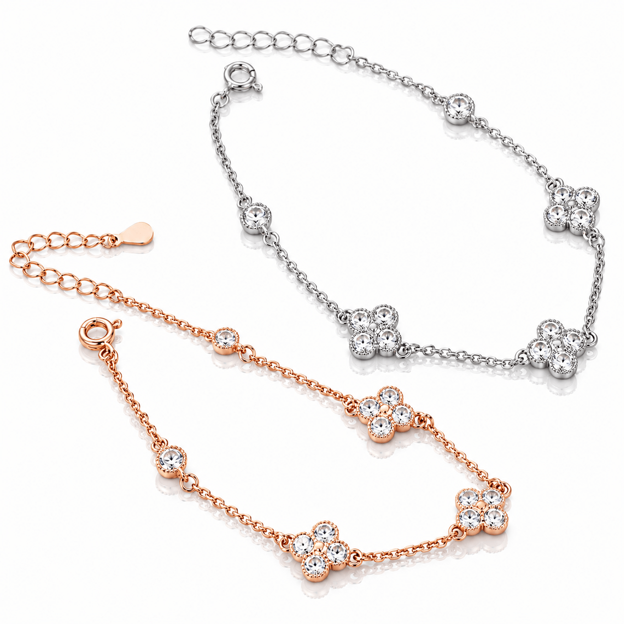 Clover CZ Bracelet – 925 Sterling Silver - NAFALUXE
