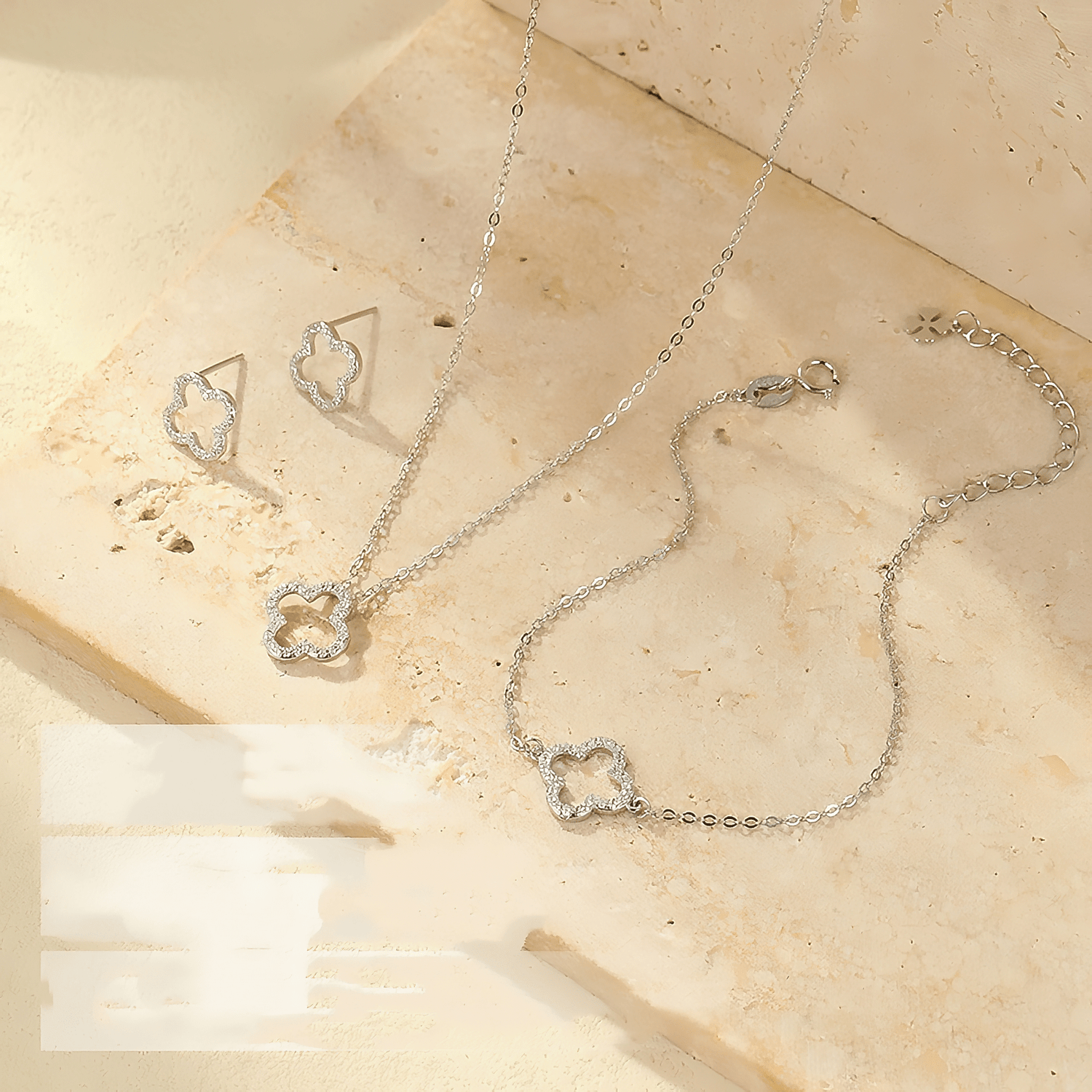 Clover Necklace & Bracelet Set – 925 Sterling Silver - NAFALUXE