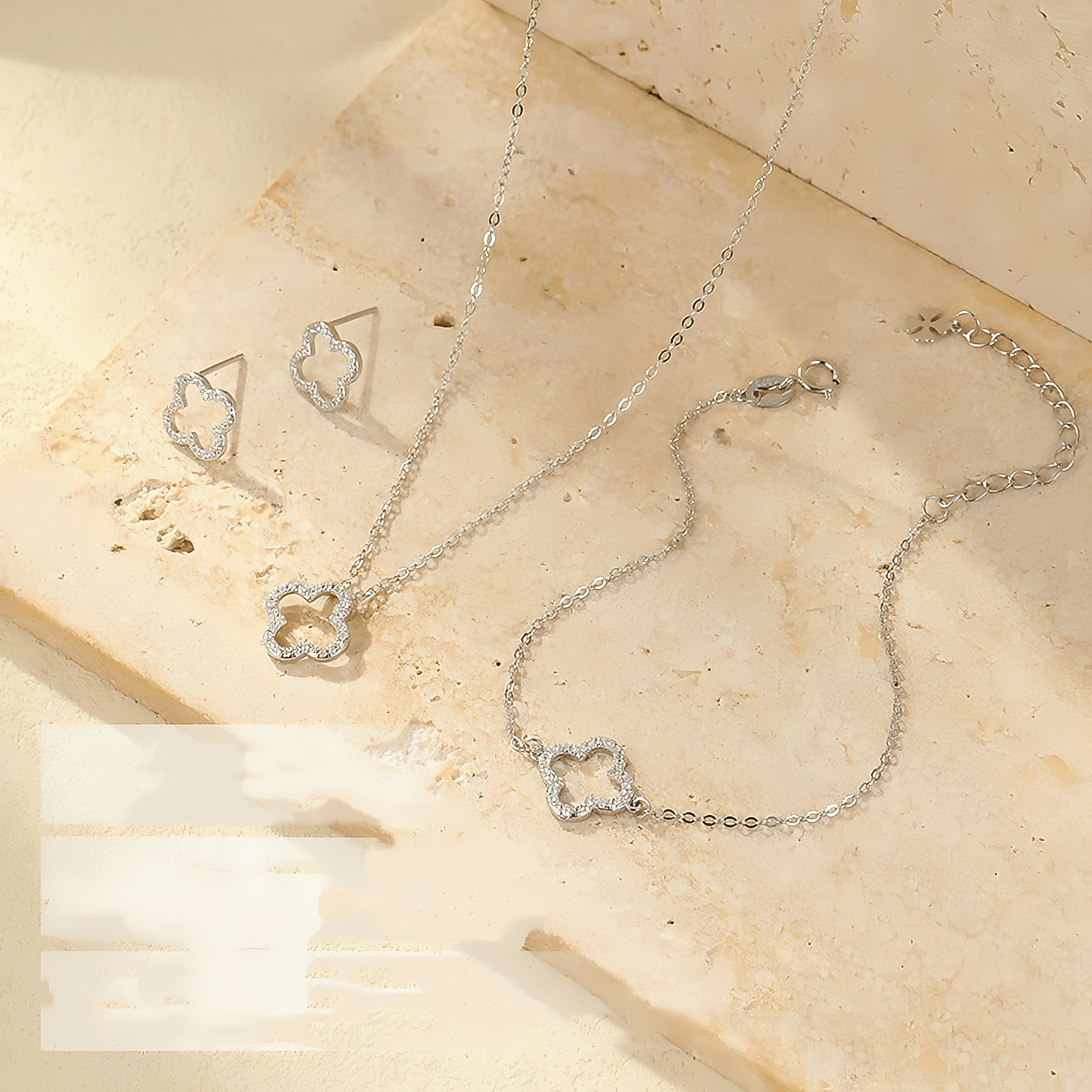 Clover Necklace & Bracelet Set – 925 Sterling Silver - NAFALUXE