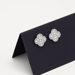 Clover Stud Earrings – Sterling Silver with Pave CZ Crystals - NAFALUXE