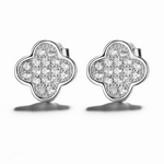 Clover Stud Earrings – Sterling Silver with Pave CZ Crystals - NAFALUXE