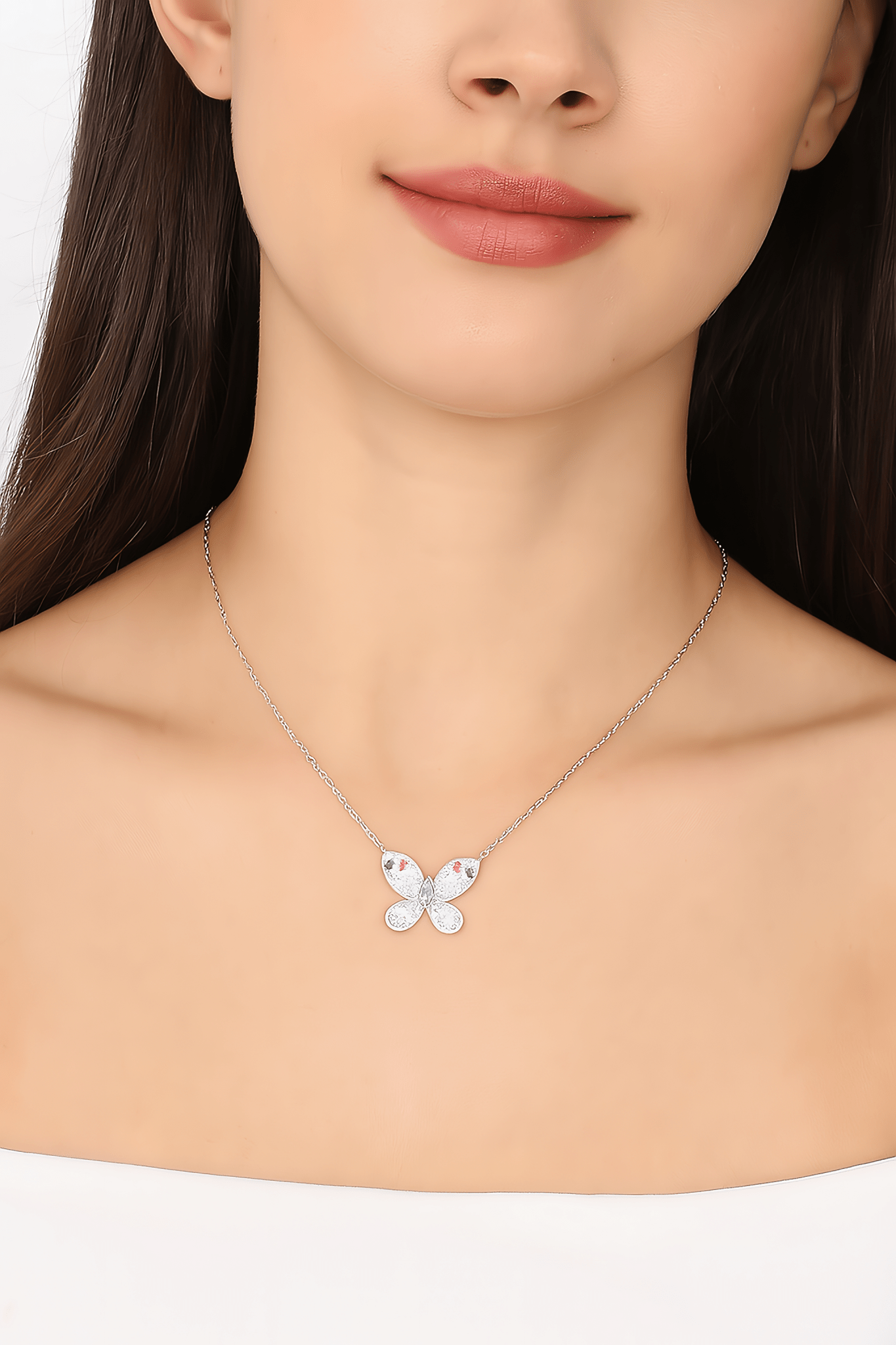 Colorful Butterfly Necklace in Sterling Silver - NAFALUXE