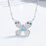 Colorful Butterfly Necklace in Sterling Silver - NAFALUXE