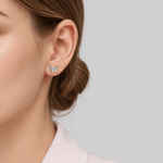 Colorful Butterfly Stud Earrings – 925 Sterling Silver with Blue, Pink & Clear CZ - NAFALUXE