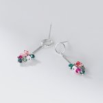 Colorful Crystal Drop Earrings in Sterling Silver - NAFALUXE