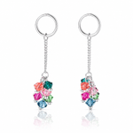 Colorful Crystal Drop Earrings in Sterling Silver - NAFALUXE