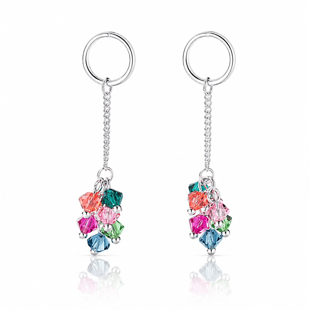 Colorful Crystal Drop Earrings in Sterling Silver - NAFALUXE