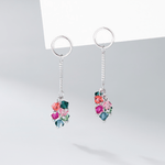 Colorful Crystal Drop Earrings in Sterling Silver - NAFALUXE