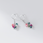Colorful Crystal Drop Earrings in Sterling Silver - NAFALUXE