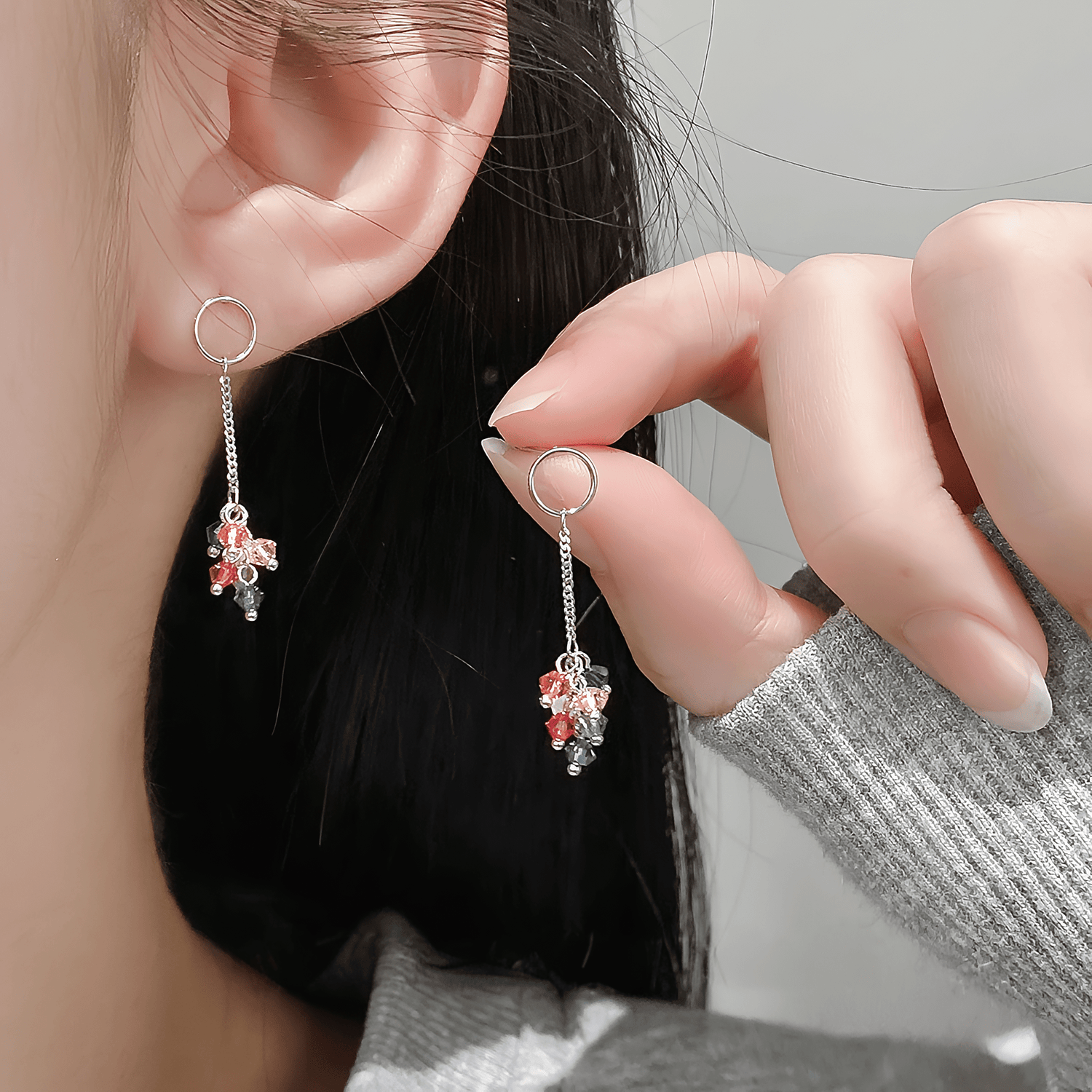 Colorful Crystal Drop Earrings in Sterling Silver - NAFALUXE