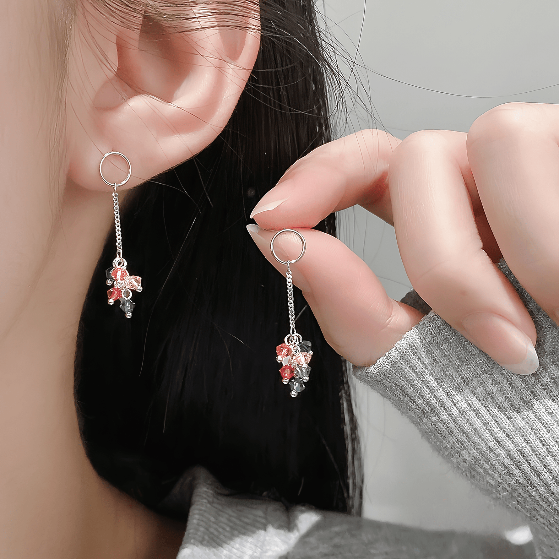 Colorful Crystal Drop Earrings in Sterling Silver - NAFALUXE