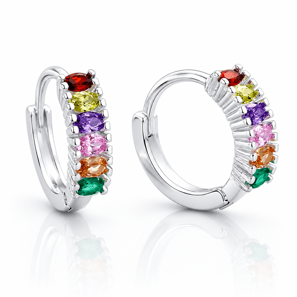 Colorful CZ Huggie Earrings – AAA Quality Stones - NAFALUXE