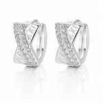 Criss-Cross Hoop Earrings with Pave AAA Cubic Zirconia - NAFALUXE