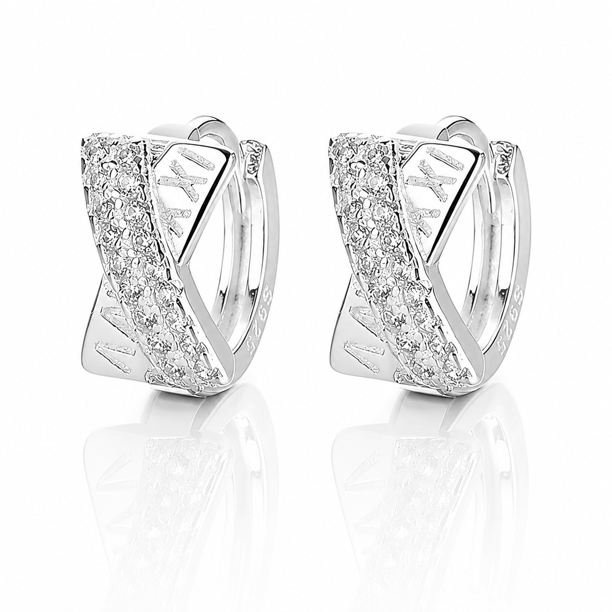 Criss-Cross Hoop Earrings with Pave AAA Cubic Zirconia - NAFALUXE
