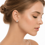 Crown Swan Stud Earrings with Marquise-Cut Crystals - NAFALUXE