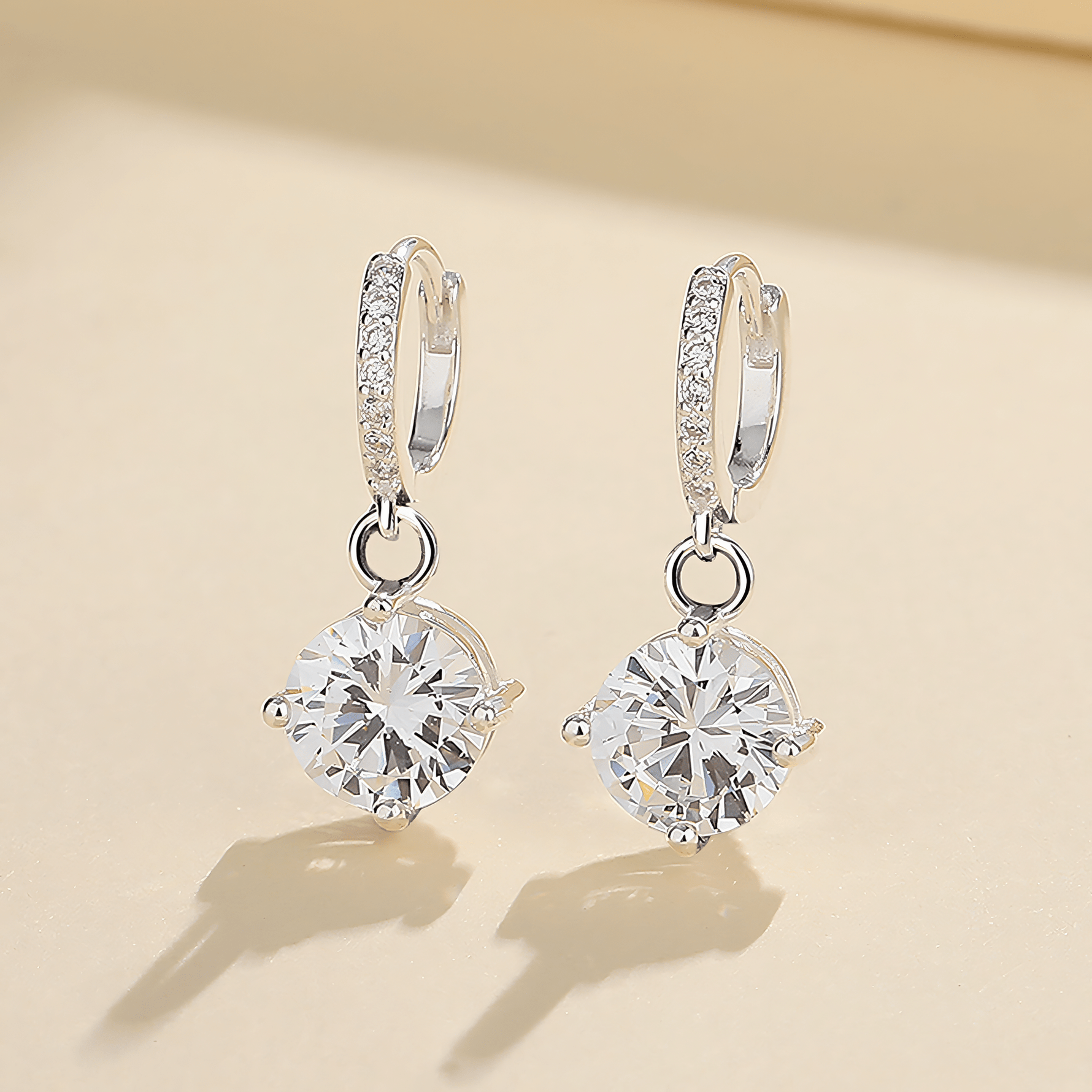 Crystal Drop Hoop Earrings – 925 Silver - NAFALUXE
