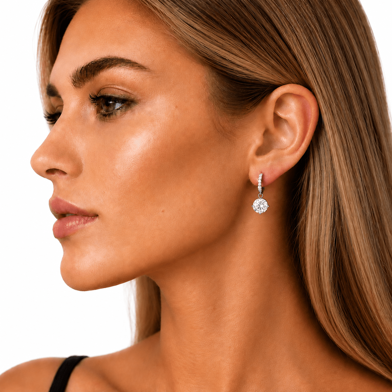 Crystal Drop Hoop Earrings – 925 Silver - NAFALUXE