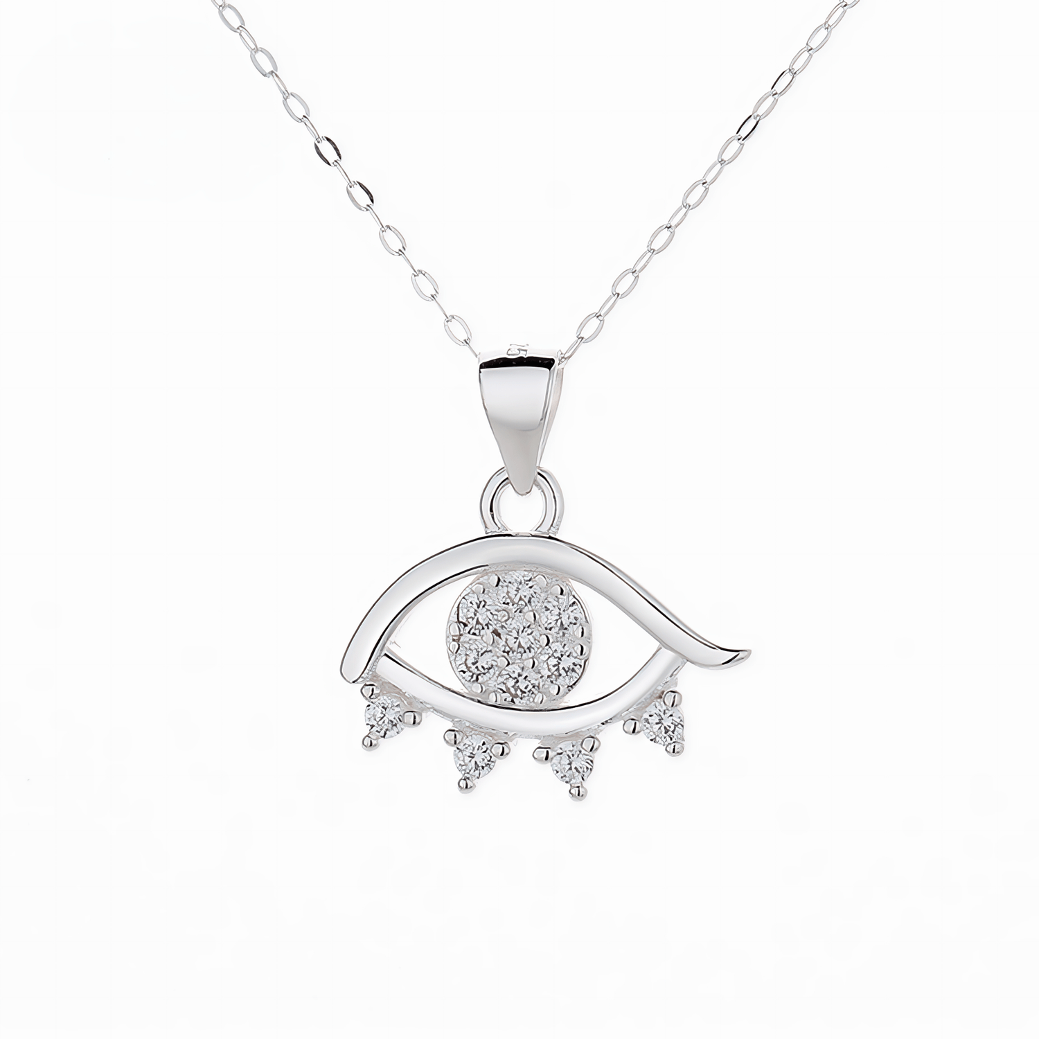 Crystal Eye Charm Necklace – 925 Silver - NAFALUXE