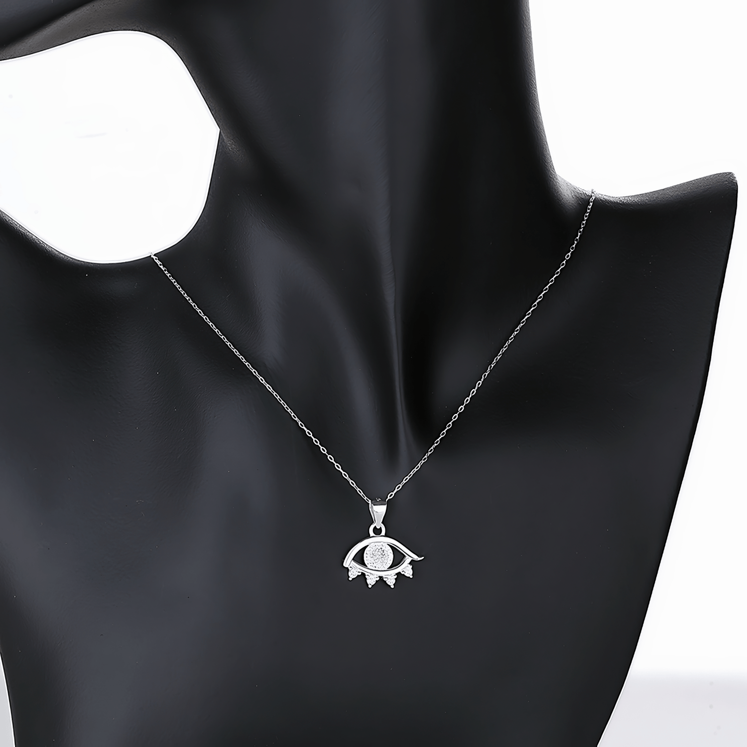 Crystal Eye Charm Necklace – 925 Silver - NAFALUXE