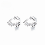 Crystal Fan Stud Earrings – 925 Silver - NAFALUXE