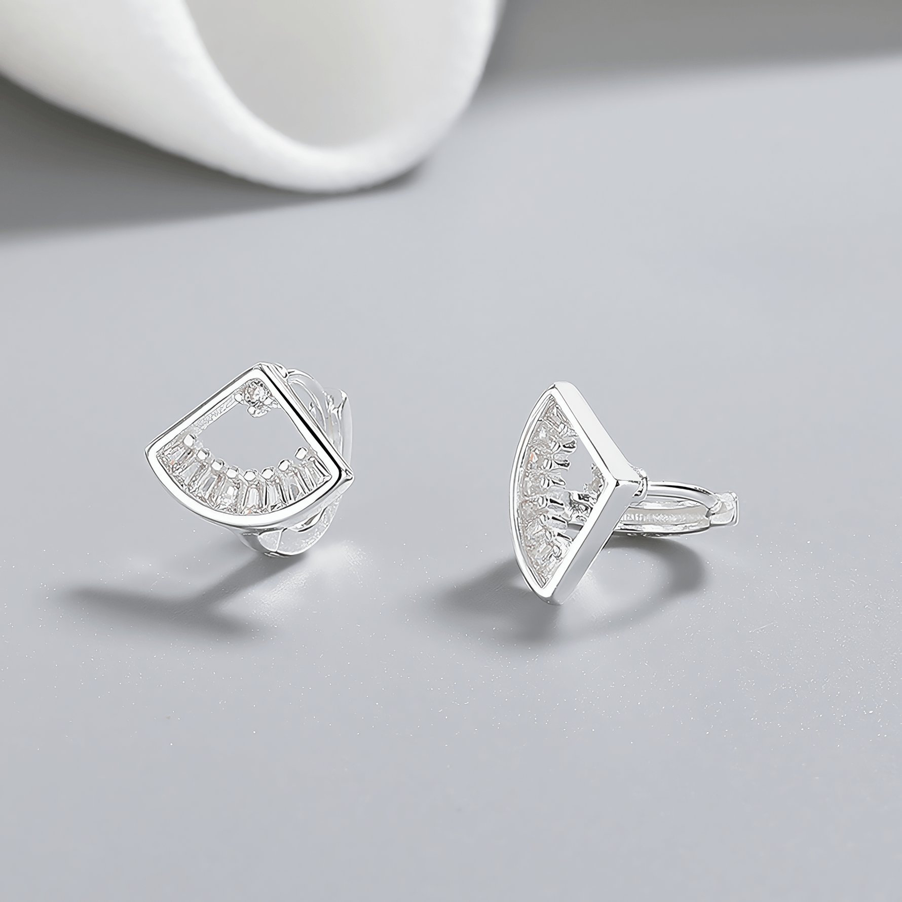 Crystal Fan Stud Earrings – 925 Silver - NAFALUXE