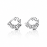 Crystal Fan Stud Earrings – 925 Silver - NAFALUXE