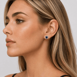 Cushion Stud Earrings with Blue Center and Halo AAA Cubic Zirconia - NAFALUXE