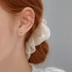 Cute Cat Bell Stud Earrings – 925 Sterling Silver CZ Kitty Earrings - NAFALUXE
