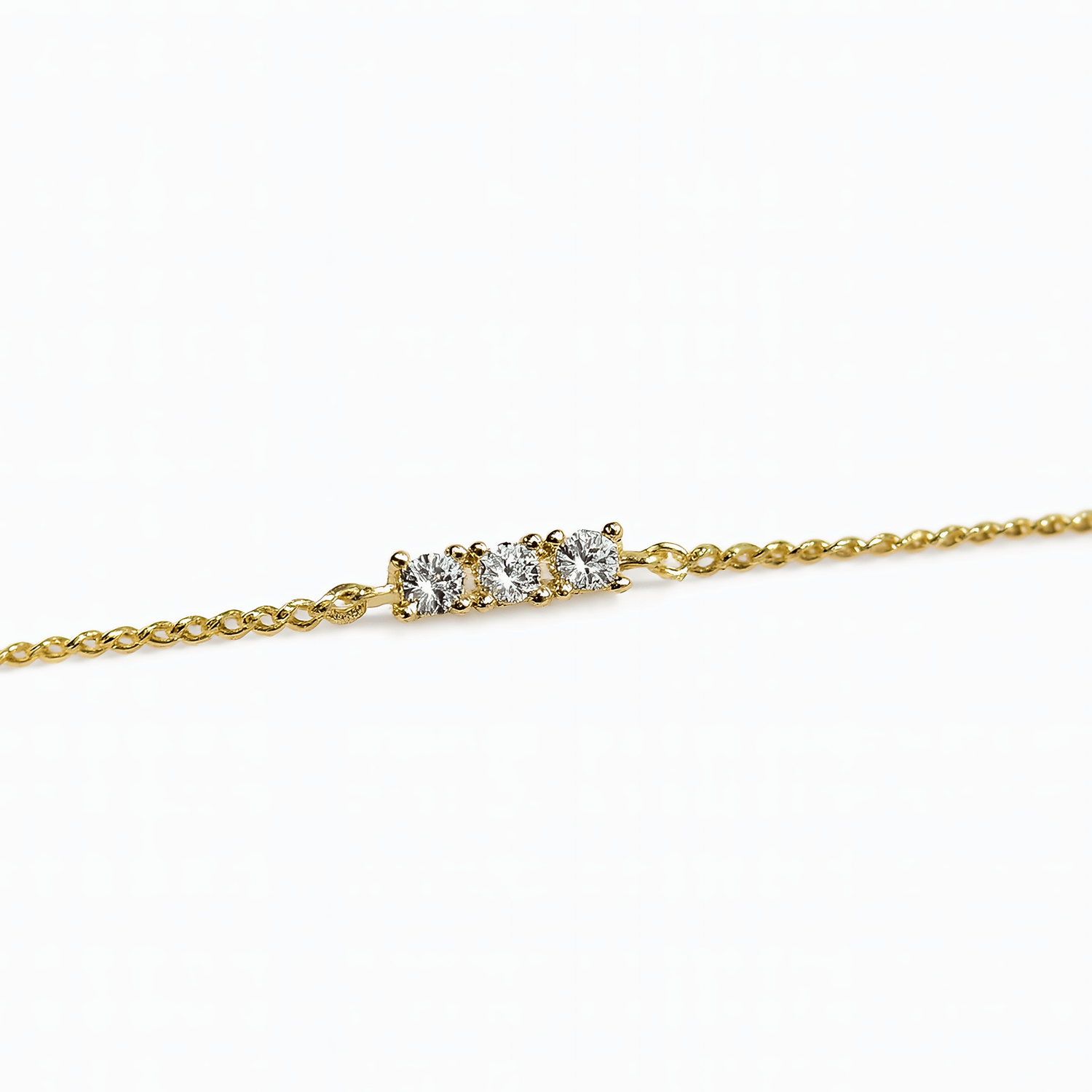 Dainty Gold Plated Bracelet with Three Zircon Stones - NAFALUXE