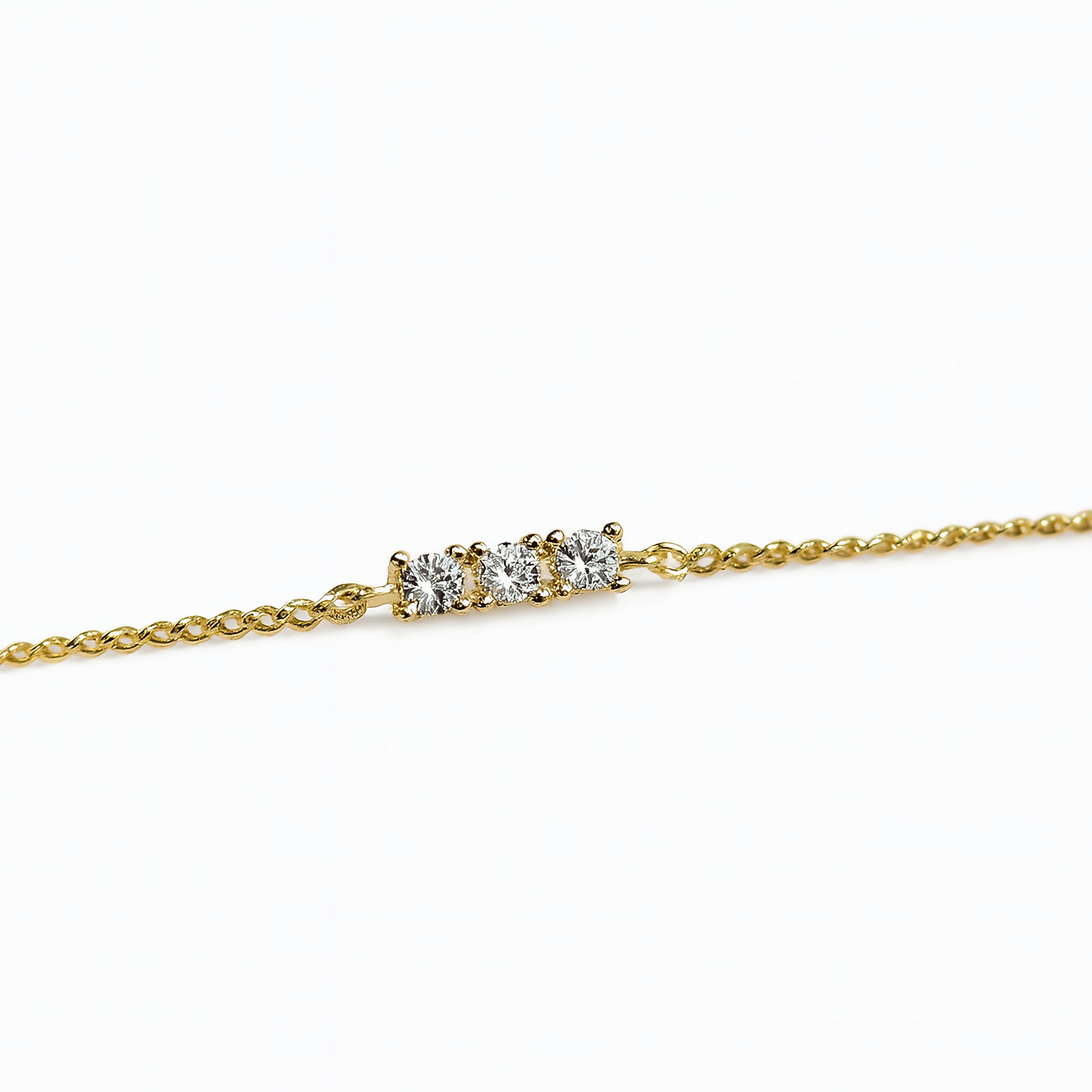 Dainty Gold Plated Bracelet with Three Zircon Stones - NAFALUXE