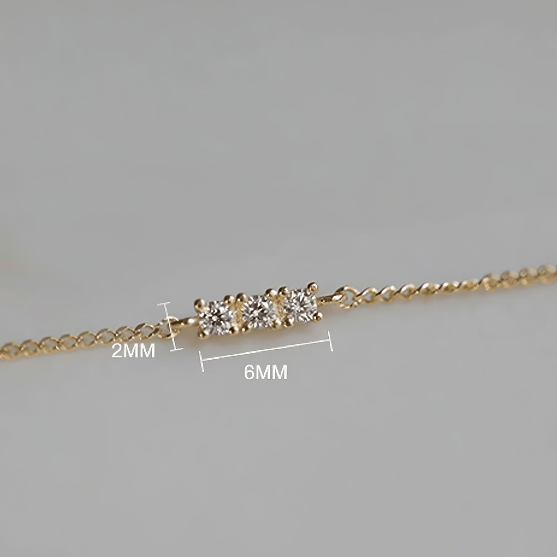 Dainty Gold Plated Bracelet with Three Zircon Stones - NAFALUXE