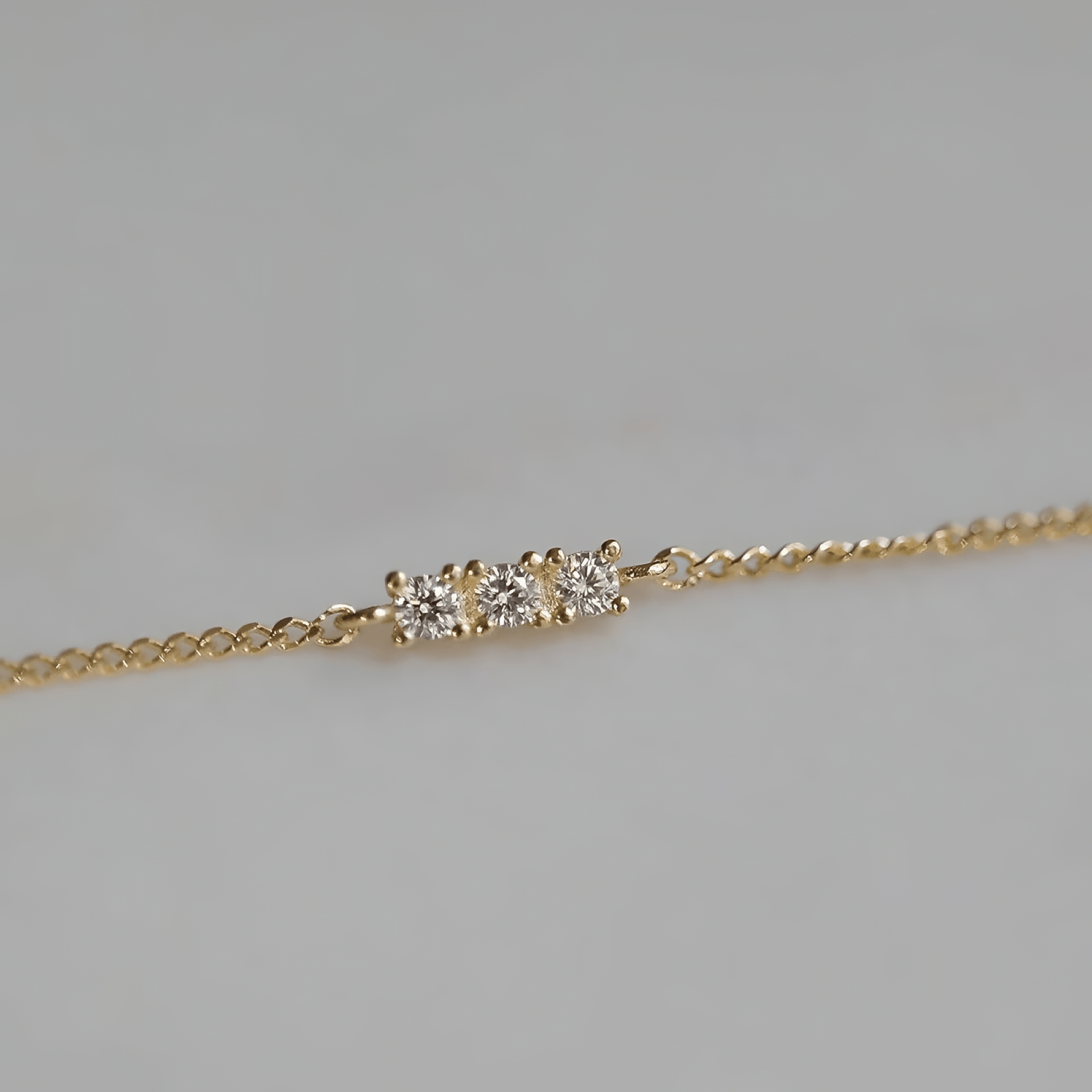 Dainty Gold Plated Bracelet with Three Zircon Stones - NAFALUXE