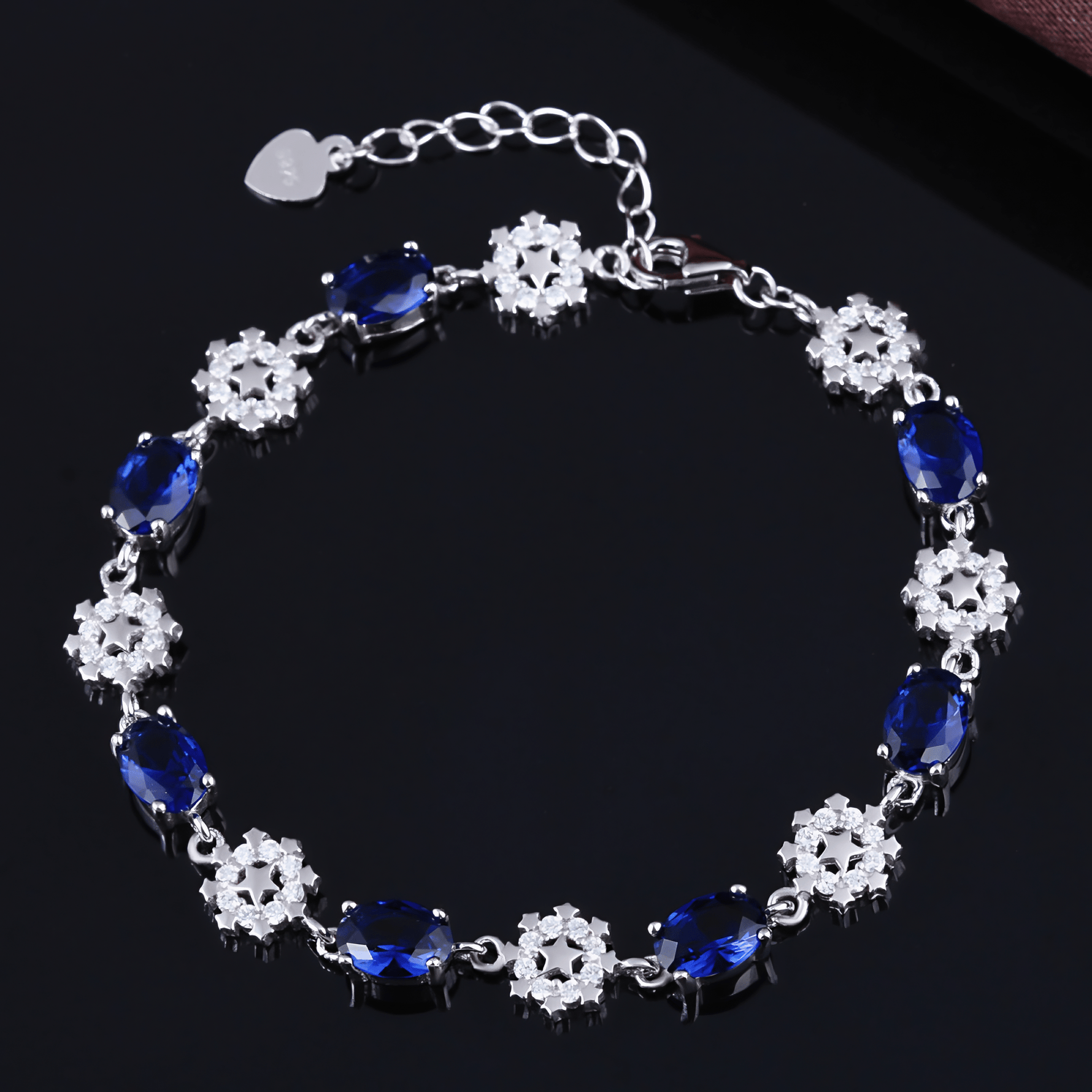 Deep Blue Sapphire and White Zirconia Flowers - NAFALUXE