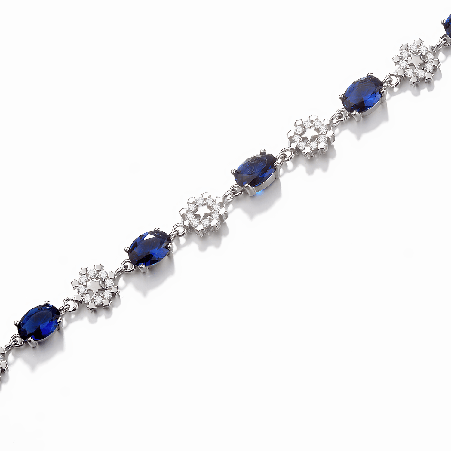 Deep Blue Sapphire and White Zirconia Flowers - NAFALUXE
