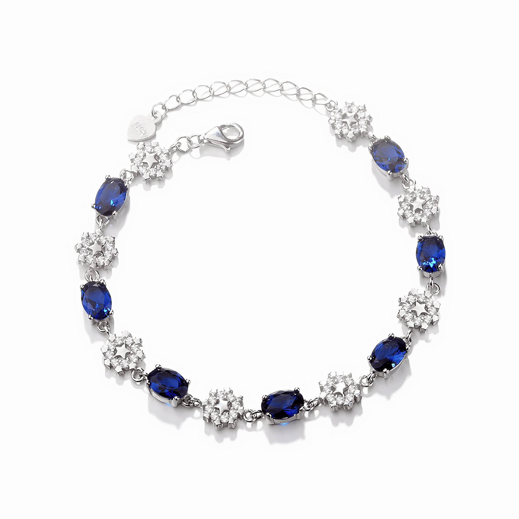 Deep Blue Sapphire and White Zirconia Flowers - NAFALUXE