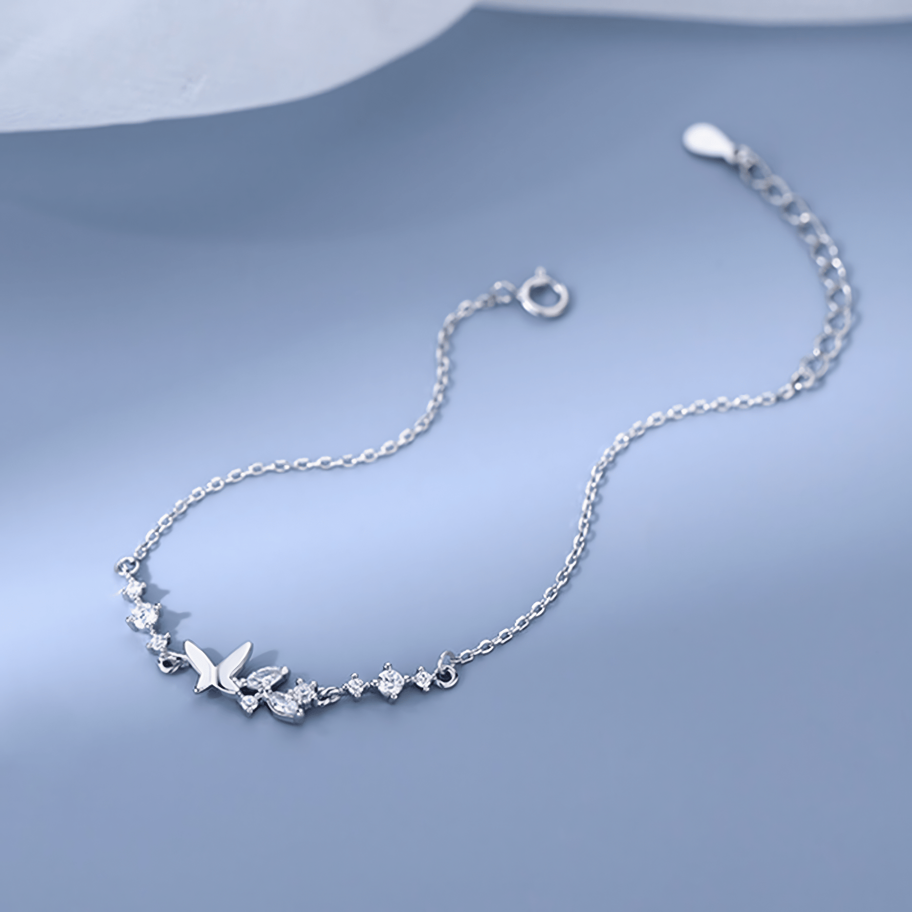 Delicate Butterfly Charm Bracelet – 925 Silver - NAFALUXE