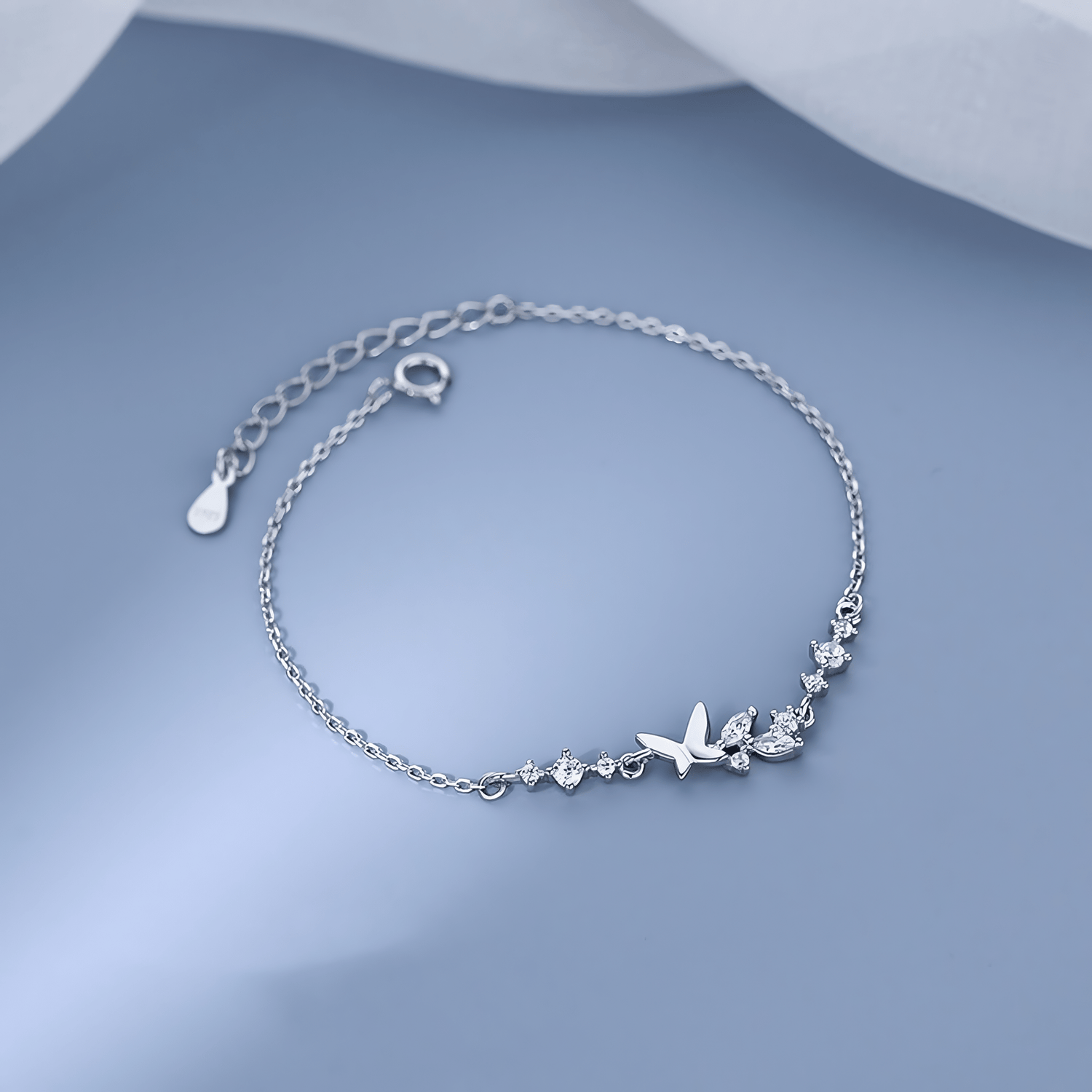 Delicate Butterfly Charm Bracelet – 925 Silver - NAFALUXE