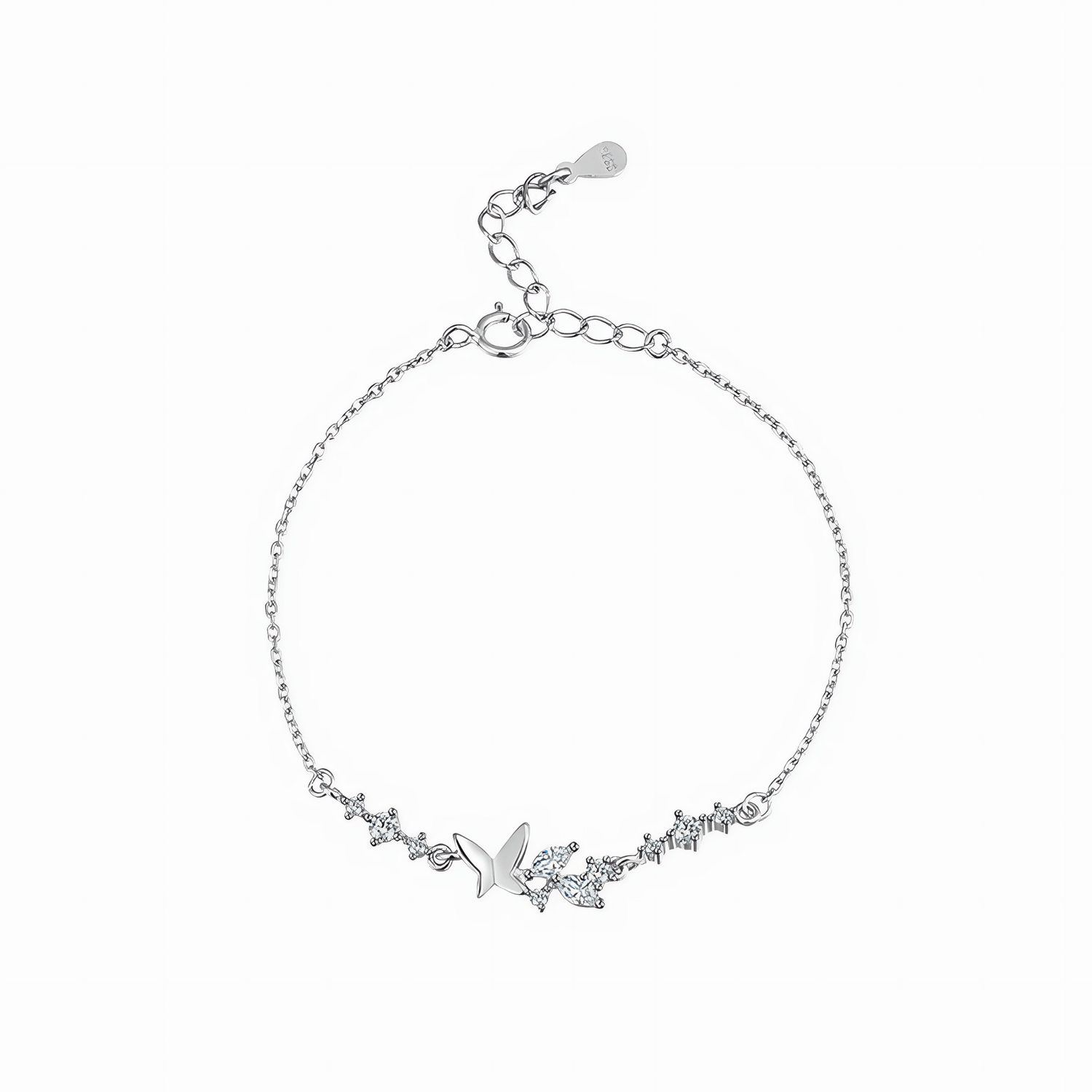 Delicate Butterfly Charm Bracelet – 925 Silver - NAFALUXE