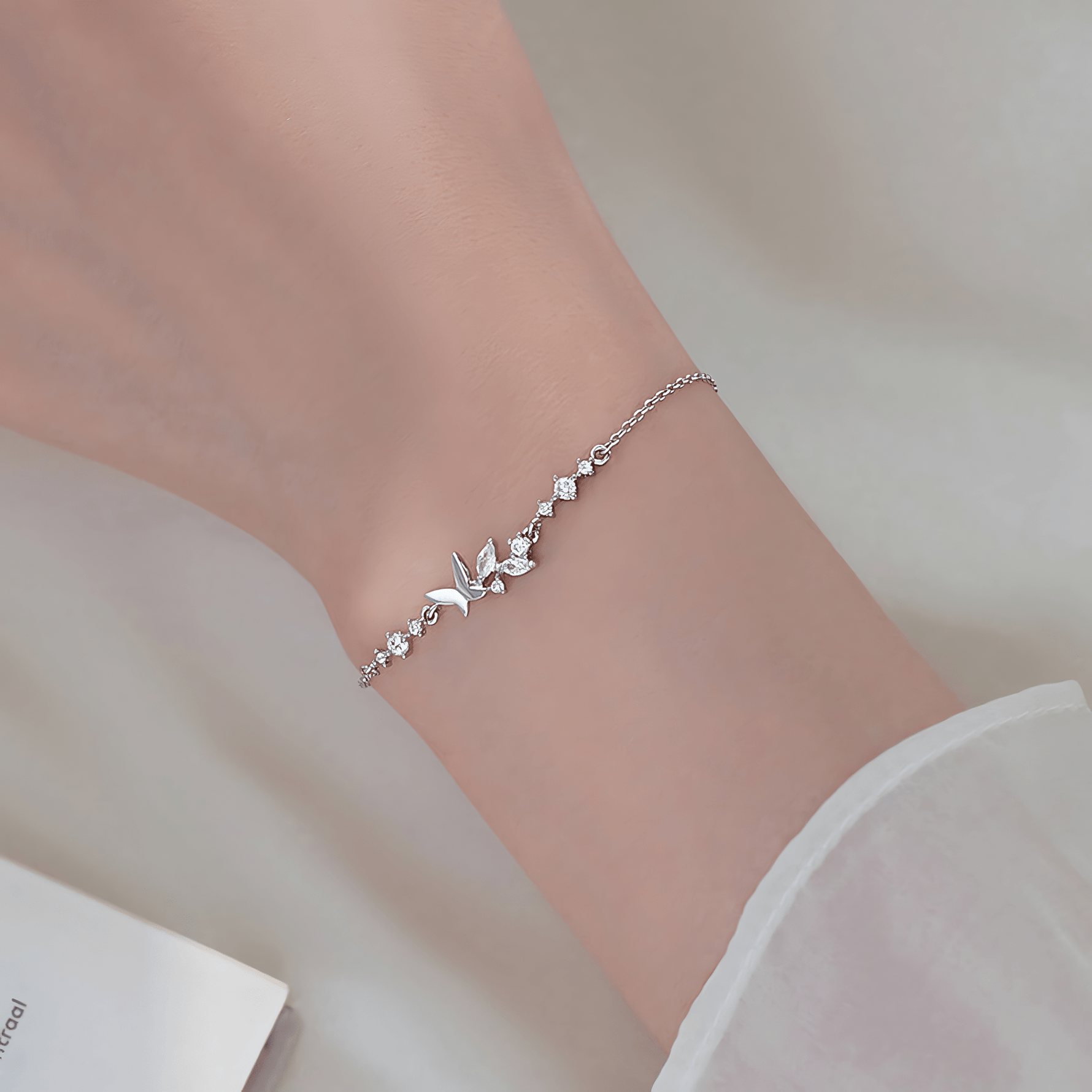 Delicate Butterfly Charm Bracelet – 925 Silver - NAFALUXE