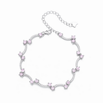Delicate Pink Arc Link Bracelet Sterling Silver 925 - NAFALUXE