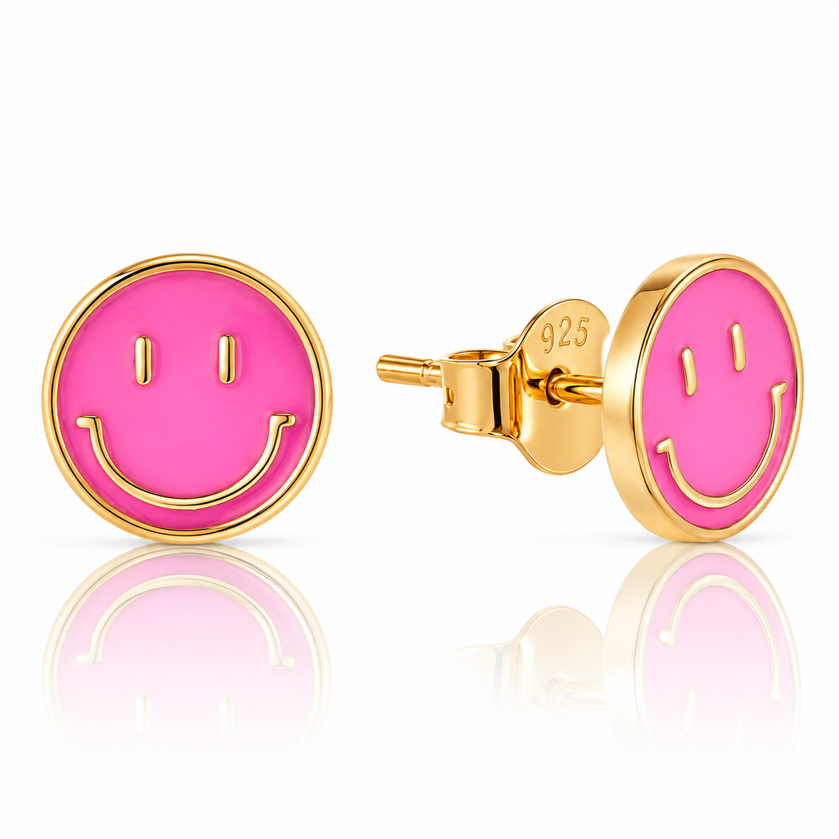 Pink Smiley Face Stud Earrings