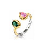 Dual Gem Open Ring - NAFALUXE