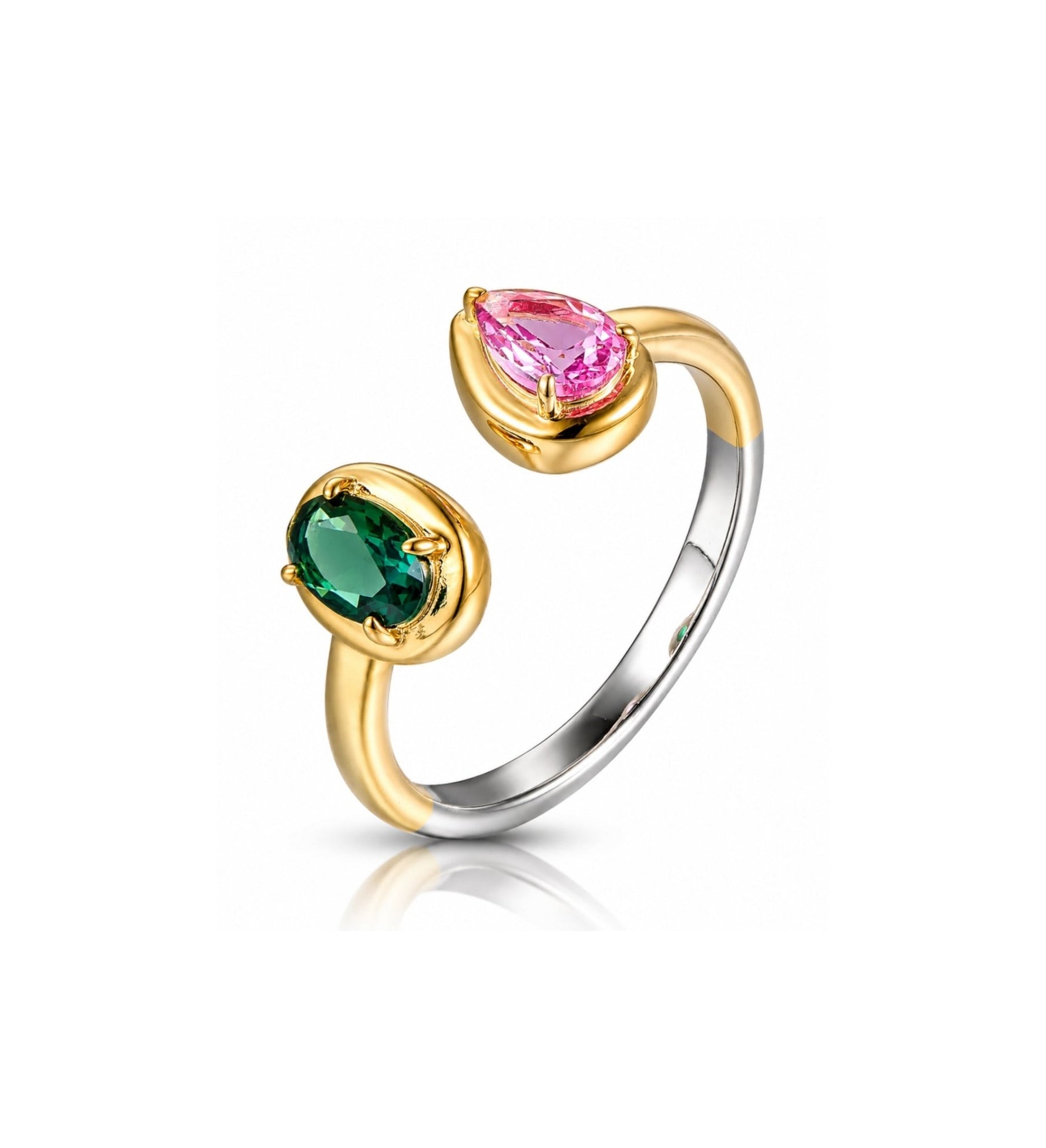 Dual Gem Open Ring - NAFALUXE