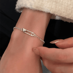 Edgy Heart & Pin Charm Bracelet – 925 Silver - NAFALUXE
