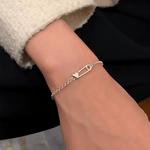Edgy Heart & Pin Charm Bracelet – 925 Silver - NAFALUXE